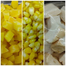 ข้าวโพด+มัน+ขนมปัง น้ำแดงนม