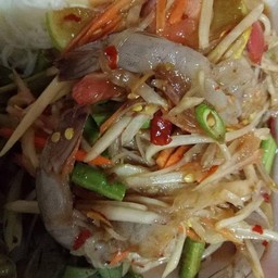 ตำกุ้งสดหมึกลวกขาไก่น้ำปลาร้านัวๆ