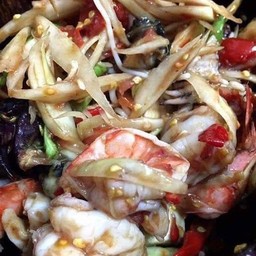 ตำกุ้งลวก  ปลาร้า