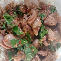 กระเพราเครื่องในไก่