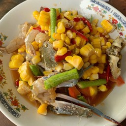 ตำข้าวโพดปูม้ากุ้งสด ไม่ปลาร้า