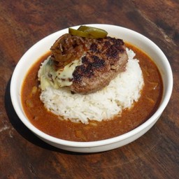 -10% PROMO!!! Hamburg (beef) with mushroom gravy on rice