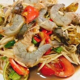 ตำปูปลาร้าหมูยอกุ้งสด