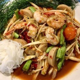 ตำปูปลาร้าหมูยอกุ้งสุก