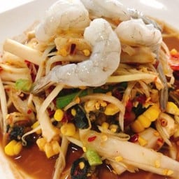 ตำรวมมะม่วงสายบัวข้าวโพดกุ้งสดปลาร้า
