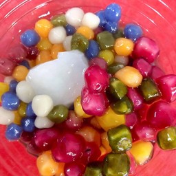 Iced Bualoy+tubtim Krob With Coconut Milk