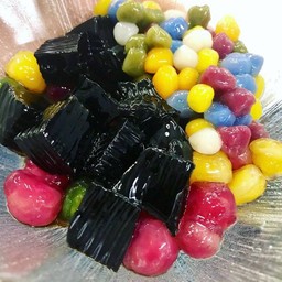 Iced Bualoy+black Jelly+tubtim Krob With Coconut Milk