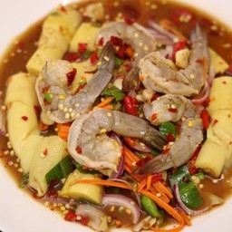 ยำหน่อไม้สด+กุ้งสด