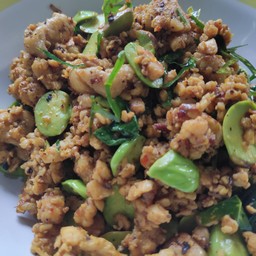 ข้าวราดสะตอคั่วพริกแกงใต้
