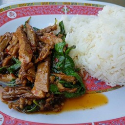 ข้าวกะเพราเป็ดพะโล้ (พิเศษ)