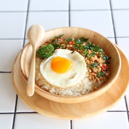 spicy basil niku don with egg