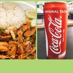 ชุดเซ็ตข้าวคอหมูนํ้าตกกับโค๊ก