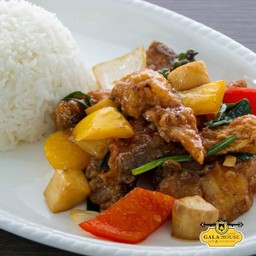 DL ข้าวปลากะพงผัดพริกไทยดำ