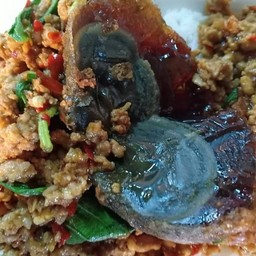 ผัดกะเพราหมูสับไข่เยี่ยวม้า