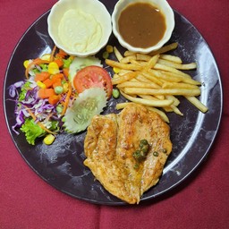 สเต็กอกไก่พริกไทยดำ