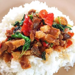 ข้าวราดกะเพราหมูกรอบ