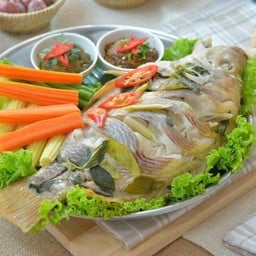 ปลาทับทิมนึ่งจิ้มแจ่ว(โปรโมชัน)