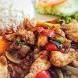 ข้าวราดไก่ผัดน้ำพริกเผา