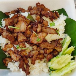 ข้าวหมูทอดยอดฮิต หมูสันคอ100g