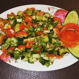 Salad Kenat - Home Salad with Cucumbers, Cherry Tomatoes, Onion, Coriander, Olive Oil, salt and pepper [L3]