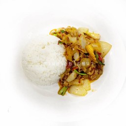 D ข้าวราดพริกเผา หมูชิ้น