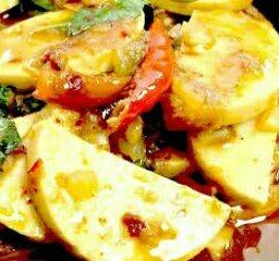 ผัดพริกเผาหมูยอราดข้าว