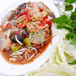 ตำเกาเหลากุ้งสด