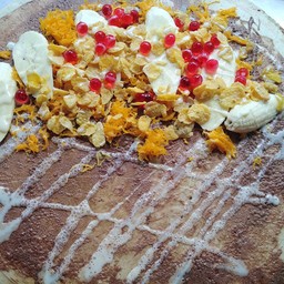 นูเทลล่า+ฝอยทอง+กล้วย+เยลลี่ ราดนม