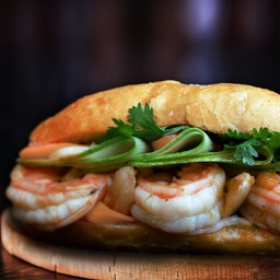 บั๋นหมี่ ปาเต๊ะ กุ้งผัดกระเทียมอโรมา