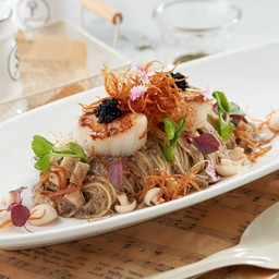 Capellini Truffle Sauce Topped with Scallop