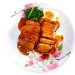 ข้าวหมูแดง + หมูกรอบ