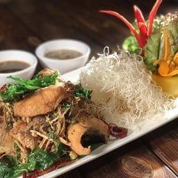 ปลากะพงหลงสมุนไพร