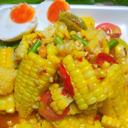 ตำโคราชข้าวโพดไข่เค็มปลาร้า