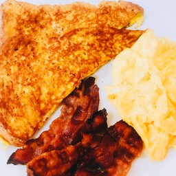 Breakfast French Toast + Eggs & Bacon or Ham