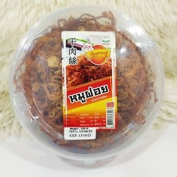 หมูฝอยอบกรอบ  กระปุกใสกลมใหญ่