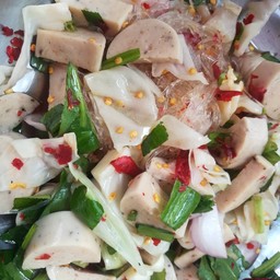 ยำวุ้นเส้นหมูยอกุ้งสด