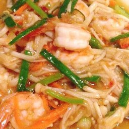 เห็ดเข็มทองผัดกุ้ง ( กับข้าว )