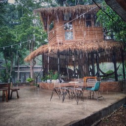 ด้านบนเป็นบ้านต้นไม้ ด้านล่างเป็นซุ้มส่วนรวม