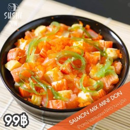 ข้าวหน้าแซลมอน ไข่หวาน ปูอัด