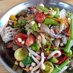 ตำด้องแเด้งทะเลเดือดดิบ