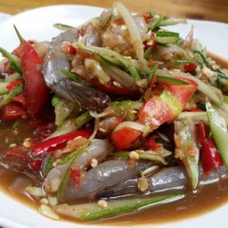 ส้มตำแตงปลาร้ากุ้งสด