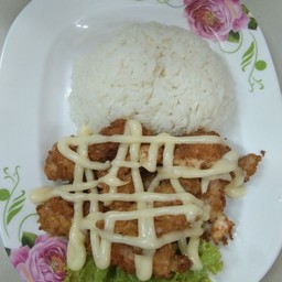 ทอดมันกุ้ง ครีมมะนาวราดข้าว