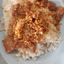 หมูทอดกระเทียมราดข้าว