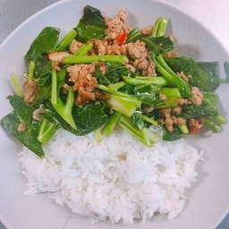 คะน้าน้ำมันหอยราดข้าว