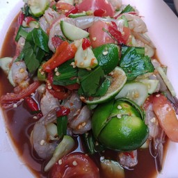 ตำเกาเหลากุ้งสด