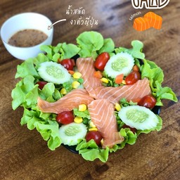 สลัดผักแซลมอน น้ำสลัดงาคั่ว