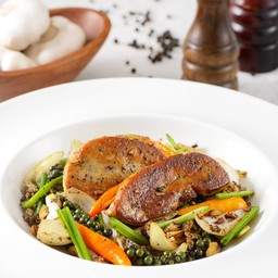 ตับห่านผัดพริกไทยดำ (สูตรซิดนีย์)  (Stir-fried foie gras with black pepper)