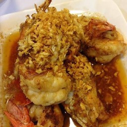 ข้าวทอดกระเทียมมันกุ้ง+(กุ้ง)