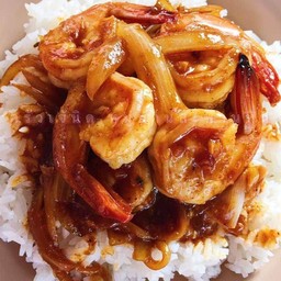 ผัดน้ำพริกเผา กับข้าว