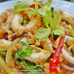 ปลาหมึก,กุ้ง,หมุกรอบ,เนื้อ,หมุ,ไก่ ผัดไข่เค็ม